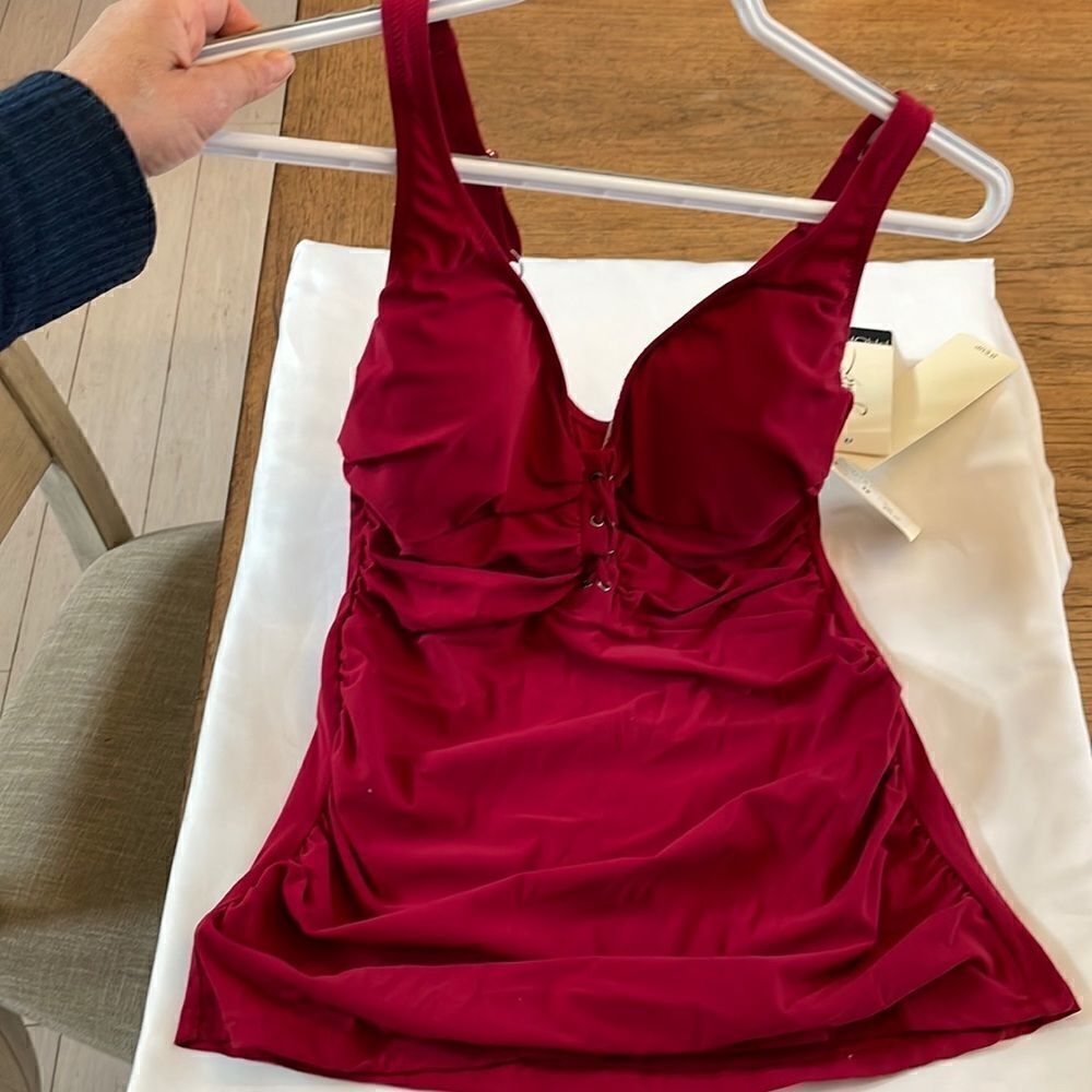 PROFILE RED TANKINI TOP. NEW WITH TAGS.